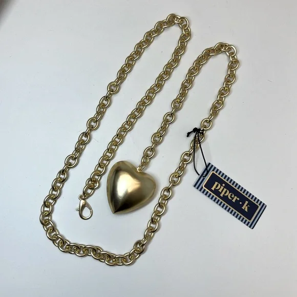 NWT ⚜️💛⚜️ Piper K Gorgeous Golden Tone Heart Pendant Convertible Necklace - Picture 14 of 15